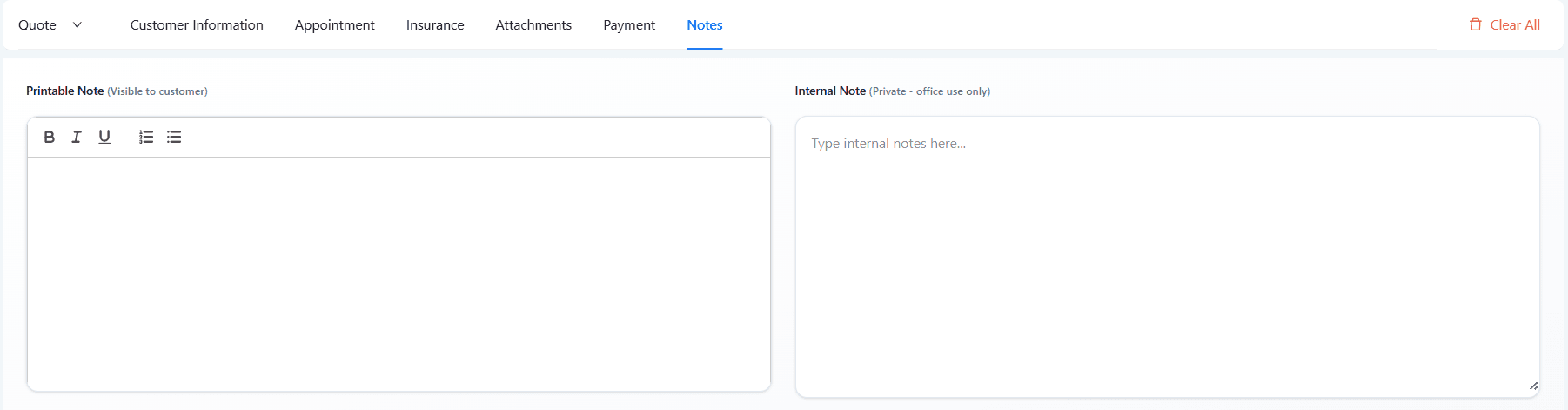 Payments, Attachments & Notes Management second screenshot