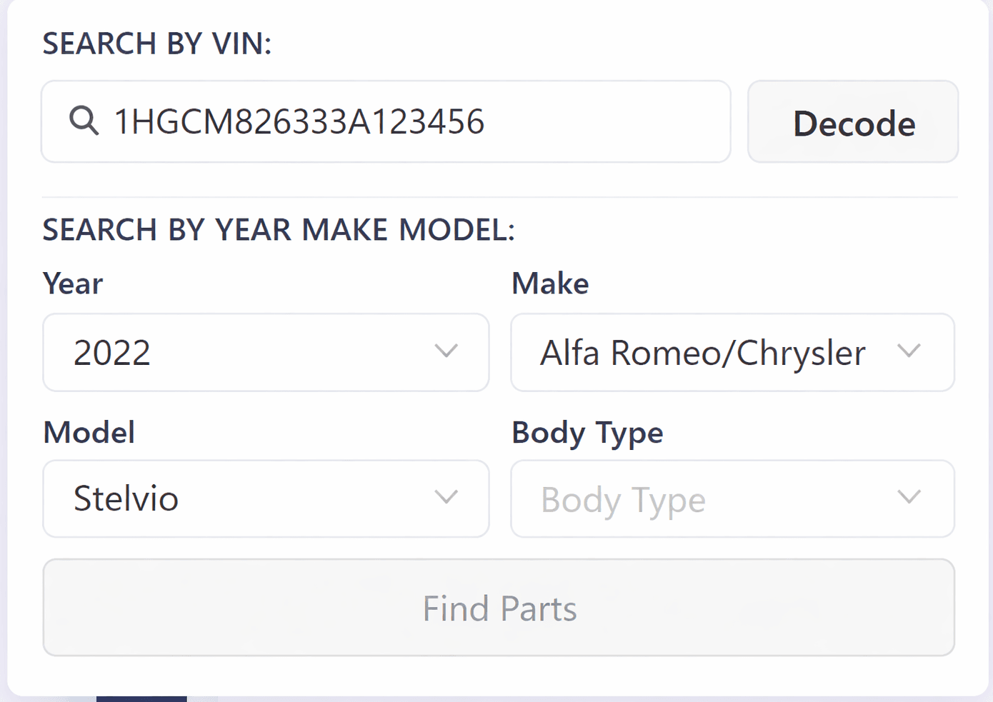 VIN Decoder & Automatic Vehicle Identification top-left overlay screenshot