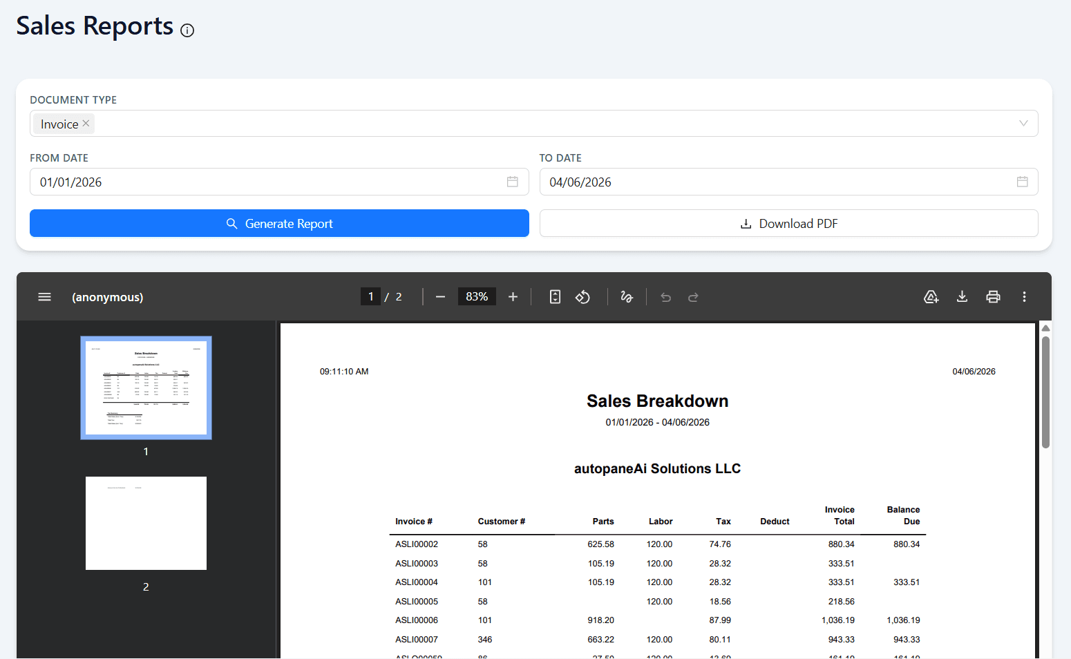 Business Analytics & Sales Reports bottom screenshot