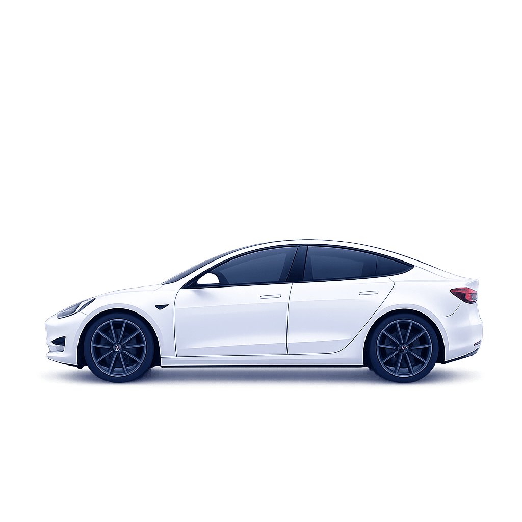 Luxury electric car with professional window tint application