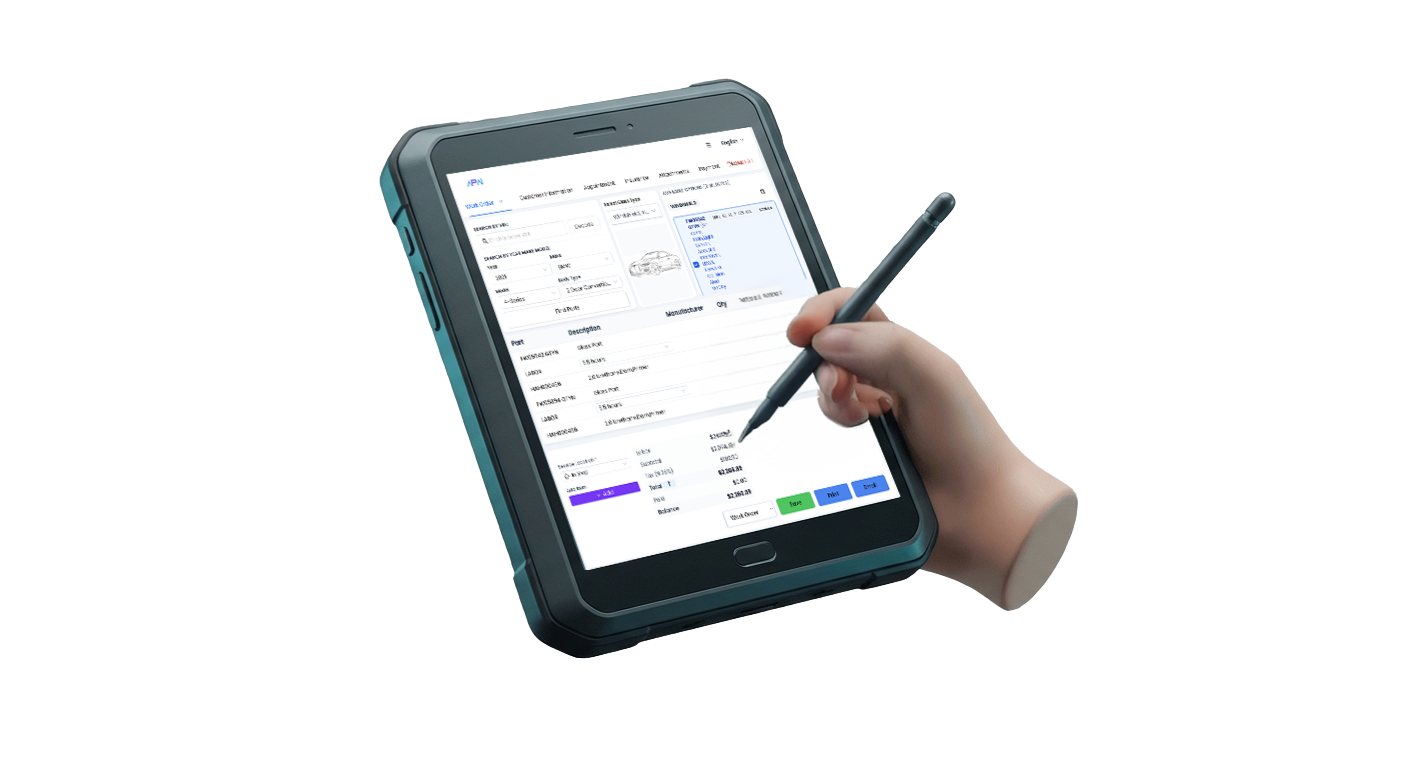 APAI mobile technician application on a rugged tablet