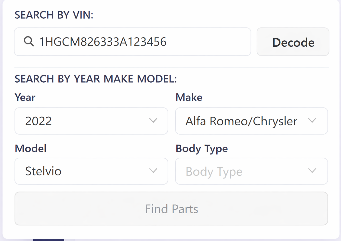VIN Decoder & Automatic Vehicle Identification top-left overlay screenshot