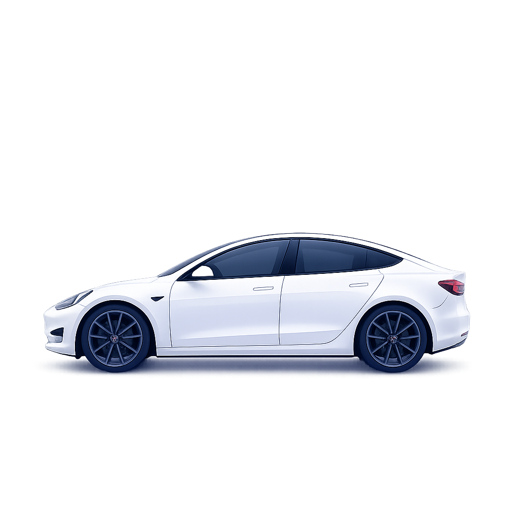 Luxury electric car with professional window tint application